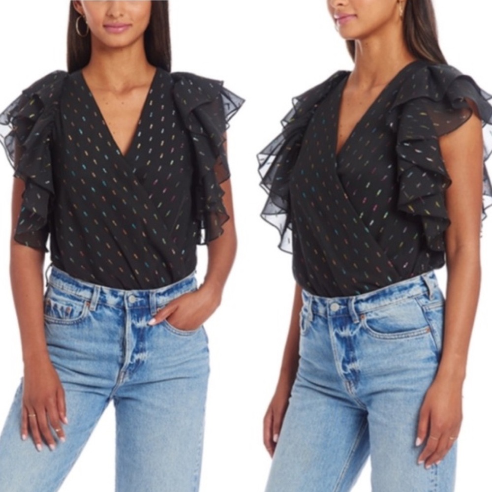 Amanda Uprichard Prism Sycamore Metallic Bodysuit